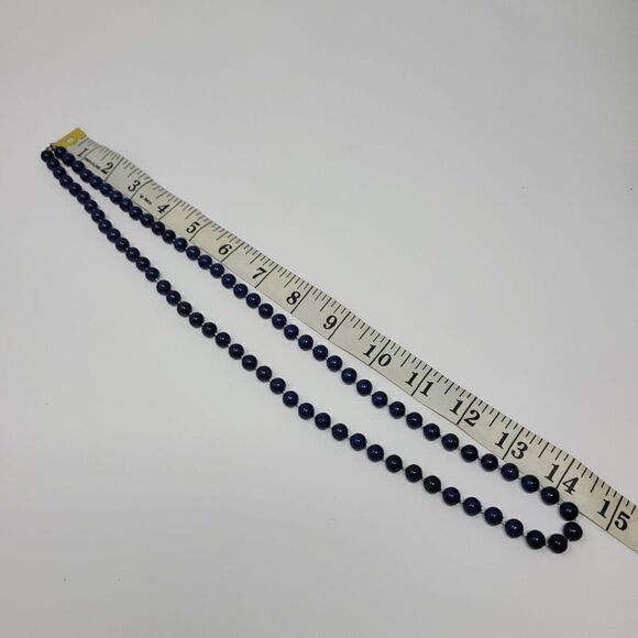 Navy Blue Chocker Style Plastic Faux Pearl Beaded Necklace Layering Simple - Picture 3 of 10